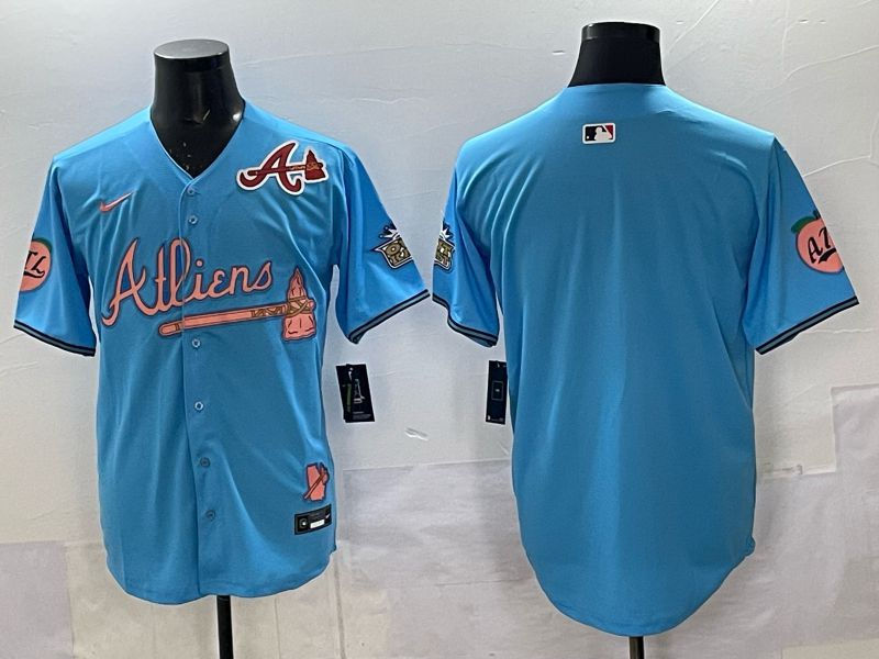 Men Atlanta Braves Nike Blank Light blue 5th generation Joint Name 2025 MLB Jersey 02->atlanta braves->MLB Jersey